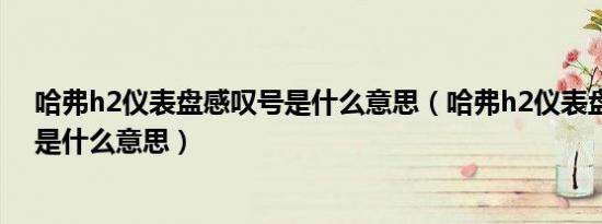 哈弗h2仪表盘感叹号是什么意思（哈弗h2仪表盘上感叹号是什么意思）