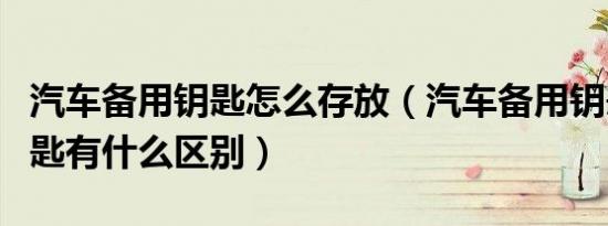 汽车备用钥匙怎么存放（汽车备用钥匙和主钥匙有什么区别）