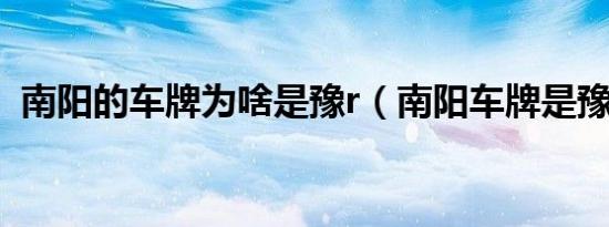 南阳的车牌为啥是豫r（南阳车牌是豫什么）