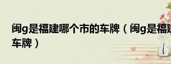 闽g是福建哪个市的车牌（闽g是福建哪里的车牌）