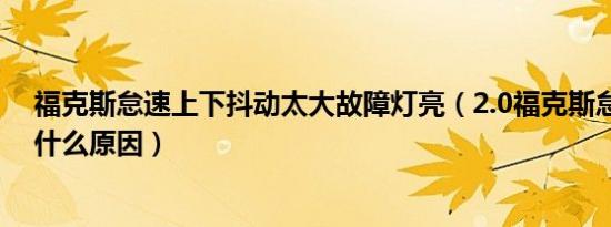 福克斯怠速上下抖动太大故障灯亮（2.0福克斯怠速抖动是什么原因）