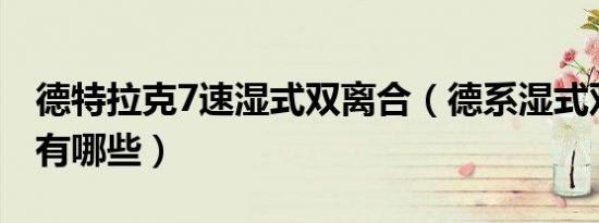德特拉克7速湿式双离合（德系湿式双离合车有哪些）