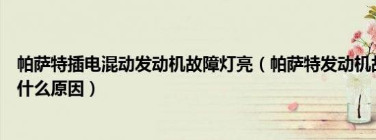 帕萨特插电混动发动机故障灯亮（帕萨特发动机故障灯亮是什么原因）