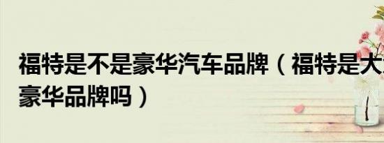 福特是不是豪华汽车品牌（福特是大众旗下的豪华品牌吗）