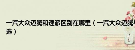 一汽大众迈腾和速派区别在哪里（一汽大众迈腾与速派怎么选）
