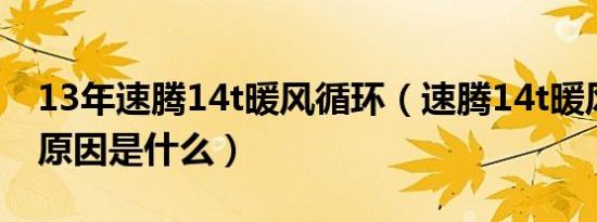 13年速腾14t暖风循环（速腾14t暖风不热的原因是什么）