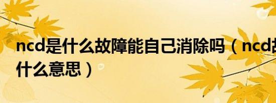ncd是什么故障能自己消除吗（ncd故障码是什么意思）