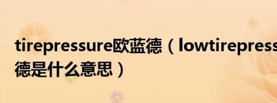tirepressure欧蓝德（lowtirepressure欧蓝德是什么意思）