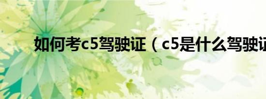 如何考c5驾驶证（c5是什么驾驶证）