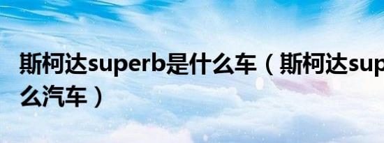 斯柯达superb是什么车（斯柯达superb是什么汽车）