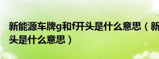 新能源车牌g和f开头是什么意思（新能源g开头是什么意思）