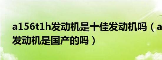 a156t1h发动机是十佳发动机吗（a156t1h发动机是国产的吗）