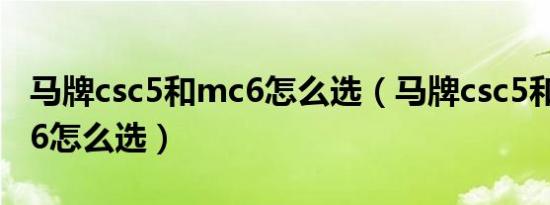 马牌csc5和mc6怎么选（马牌csc5和马牌mc6怎么选）