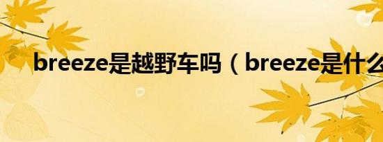 breeze是越野车吗（breeze是什么车）
