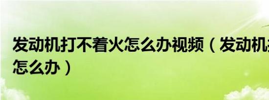 发动机打不着火怎么办视频（发动机打不着火怎么办）
