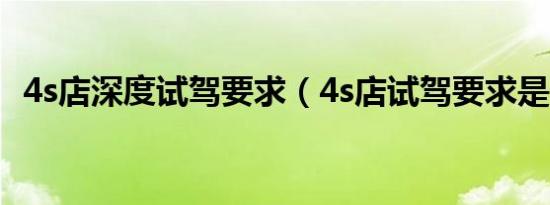 4s店深度试驾要求（4s店试驾要求是什么）