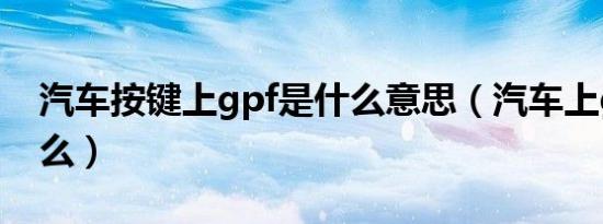 汽车按键上gpf是什么意思（汽车上gpf是什么）