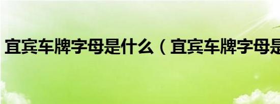 宜宾车牌字母是什么（宜宾车牌字母是什么）