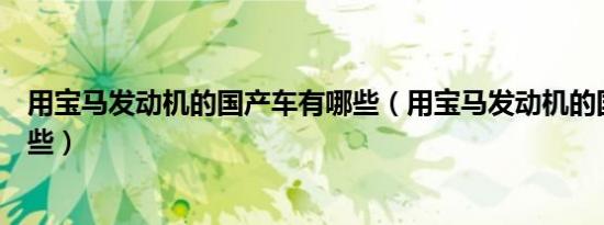 用宝马发动机的国产车有哪些（用宝马发动机的国产车有哪些）