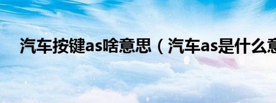 汽车按键as啥意思（汽车as是什么意思）
