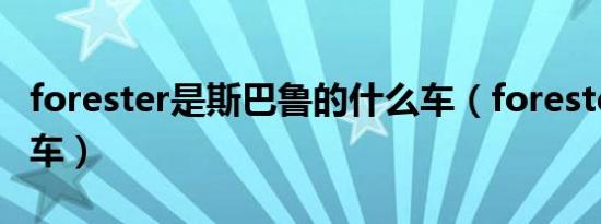 forester是斯巴鲁的什么车（forester是什么车）
