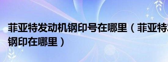 菲亚特发动机钢印号在哪里（菲亚特发动机号钢印在哪里）