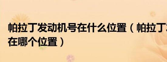 帕拉丁发动机号在什么位置（帕拉丁发动机号在哪个位置）