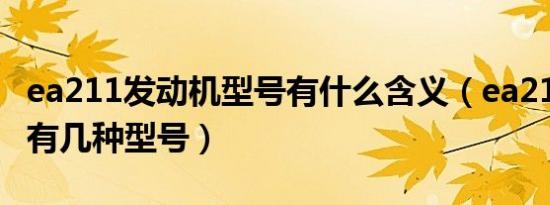 ea211发动机型号有什么含义（ea211发动机有几种型号）
