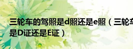 三轮车的驾照是d照还是e照（三轮车驾驶证是D证还是E证）