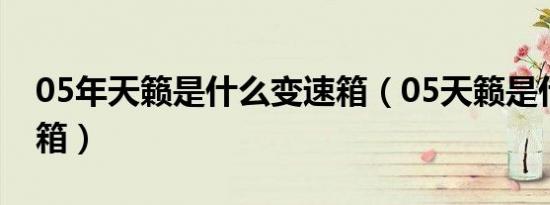 05年天籁是什么变速箱（05天籁是什么变速箱）