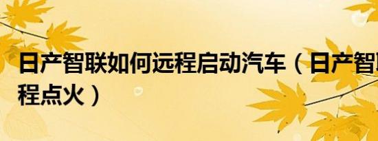 日产智联如何远程启动汽车（日产智联怎么远程点火）