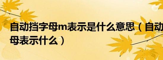 自动挡字母m表示是什么意思（自动挡5个字母表示什么）