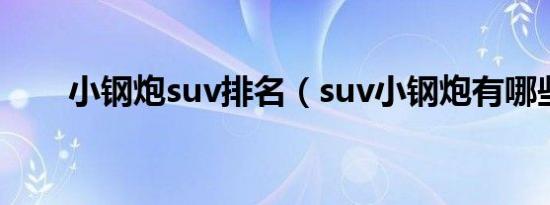 小钢炮suv排名（suv小钢炮有哪些）