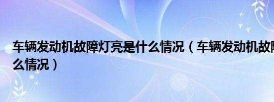 车辆发动机故障灯亮是什么情况（车辆发动机故障灯亮是什么情况）