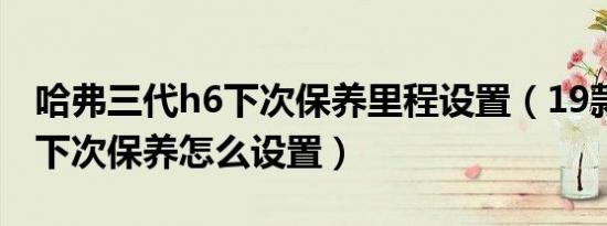 哈弗三代h6下次保养里程设置（19款哈弗h6下次保养怎么设置）