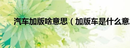 汽车加版啥意思（加版车是什么意思）