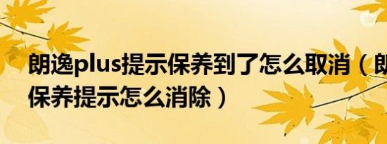 朗逸plus提示保养到了怎么取消（朗逸plus保养提示怎么消除）