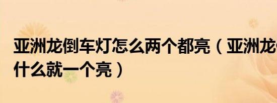 亚洲龙倒车灯怎么两个都亮（亚洲龙倒车灯为什么就一个亮）