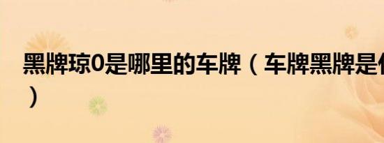 黑牌琼0是哪里的车牌（车牌黑牌是什么意思）