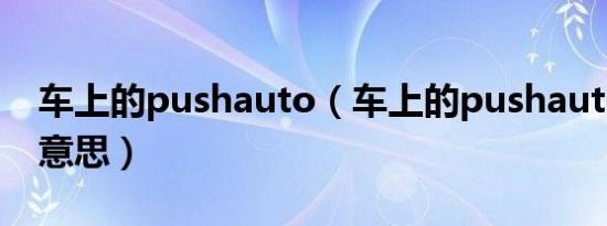 车上的pushauto（车上的pushauto是什么意思）