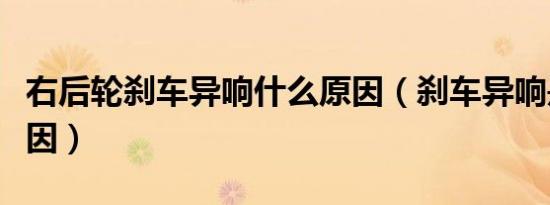 右后轮刹车异响什么原因（刹车异响是什么原因）