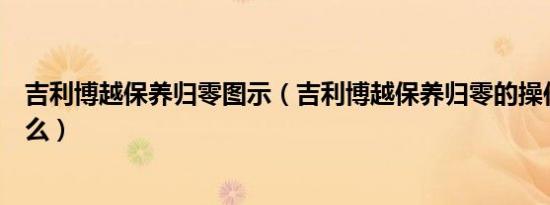 吉利博越保养归零图示（吉利博越保养归零的操作方法是什么）