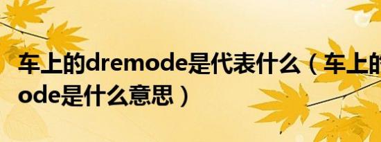 车上的dremode是代表什么（车上的drlvemode是什么意思）