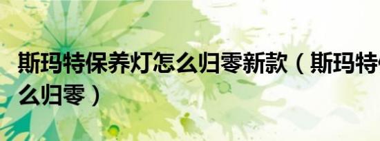 斯玛特保养灯怎么归零新款（斯玛特保养灯怎么归零）