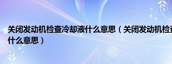 关闭发动机检查冷却液什么意思（关闭发动机检查冷却液是什么意思）