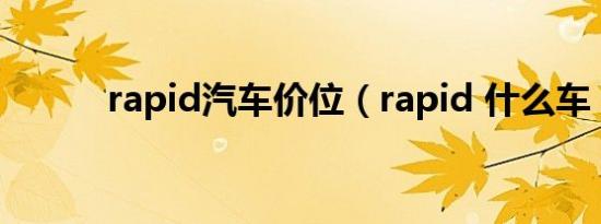 rapid汽车价位（rapid 什么车）