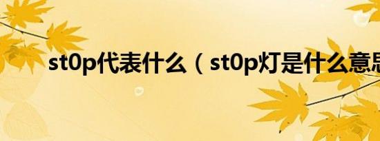 st0p代表什么（st0p灯是什么意思）