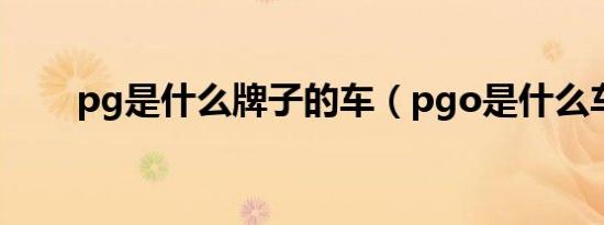 pg是什么牌子的车（pgo是什么车）
