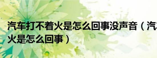 汽车打不着火是怎么回事没声音（汽车打不着火是怎么回事）