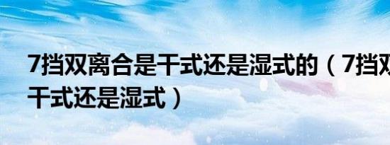 7挡双离合是干式还是湿式的（7挡双离合是干式还是湿式）